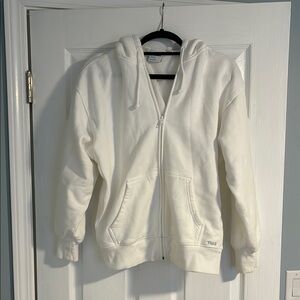 Aritzia TNA White Zip-Up Hoodie